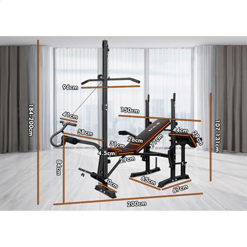 BLACK LORD Weight Bench 14in1 Home Gym Fitness Abdominal Strength Training MutiStation Adjustable Bench Military Press Workouts Equipment Black 360 kg Capacity
