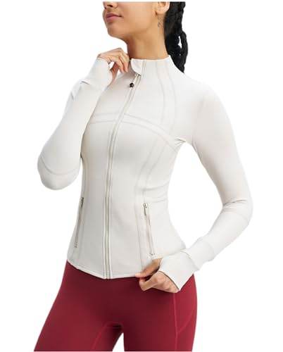 Womens Zip Up Workout Jackets with Pockets Slim Fit Cottony Soft Jacket for Running Athletic Yoga - The Victory Sport Store