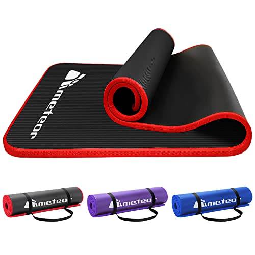 METEOR NBR Yoga Mat with Woven Edge Design 10mm Thick Exercise Mat for Yoga Pilates Gym NonSlip Extra Cushioning 183cmx61cm Includes Carrying Strap - The Victory Sport Store